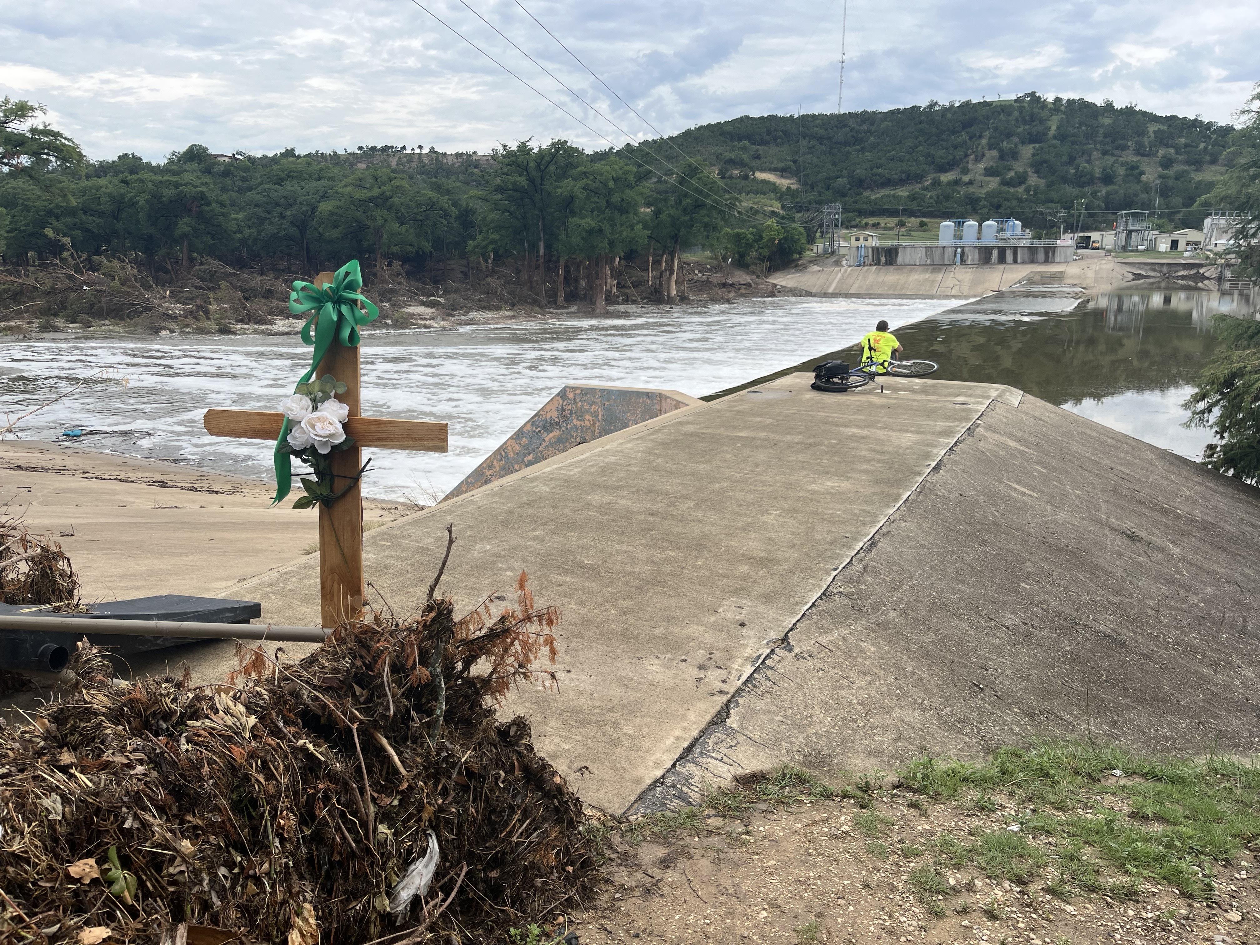 The dam on the Guadalupe River that forms Nimitz Lake, the city of Kerrville