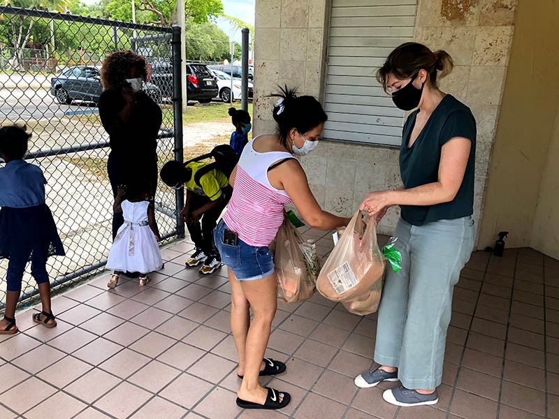 groceries being given to Astrid