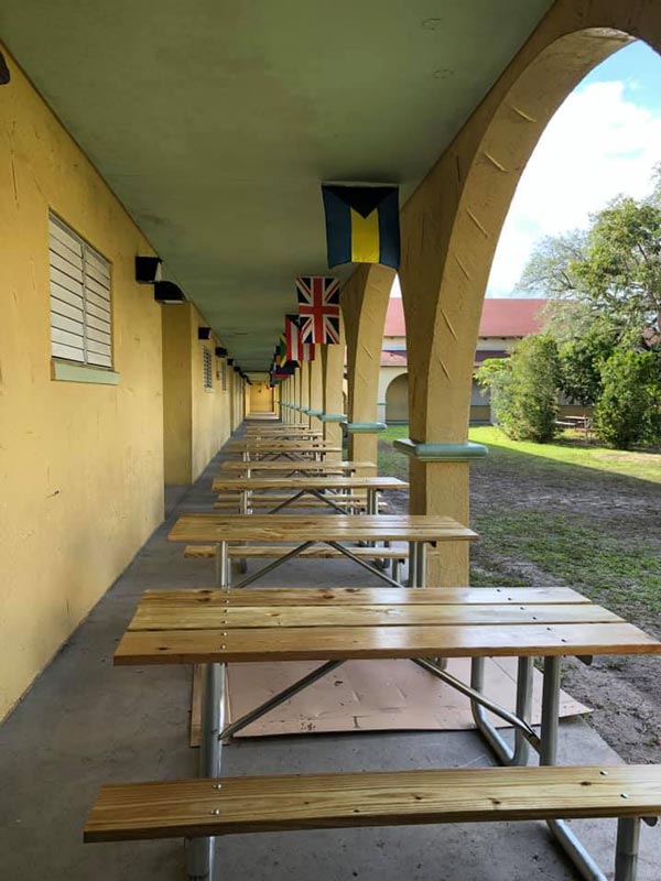 picnic tables and flags FB